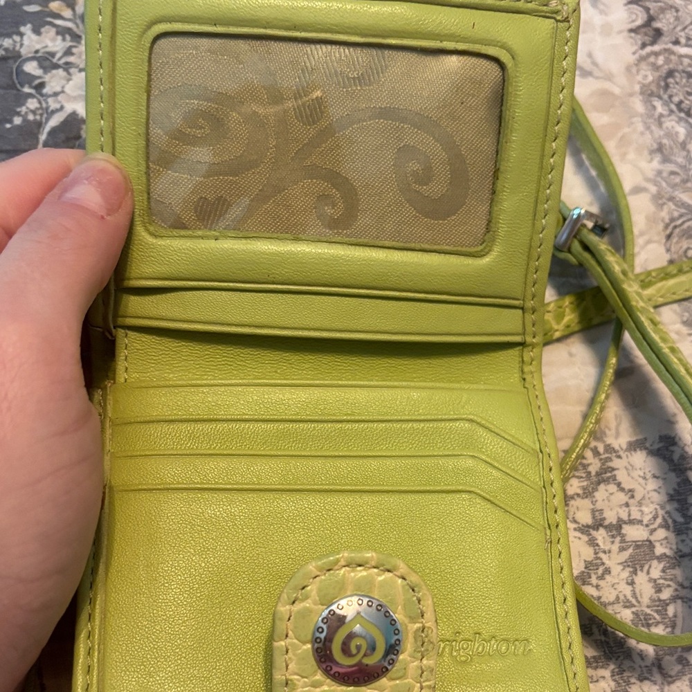Brighton Lime Crocodile-Embossed Crossbody Bag/ Wallet - Picture 3 of 4